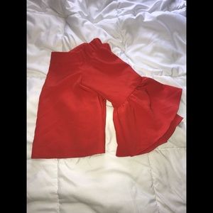 Off the shoulder red shirt